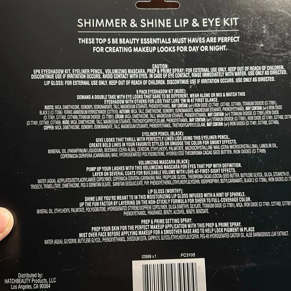 BE Beauty Essentials‎ 5 Pack Shimmer And Shine Lip And Eye Kit. NIP.